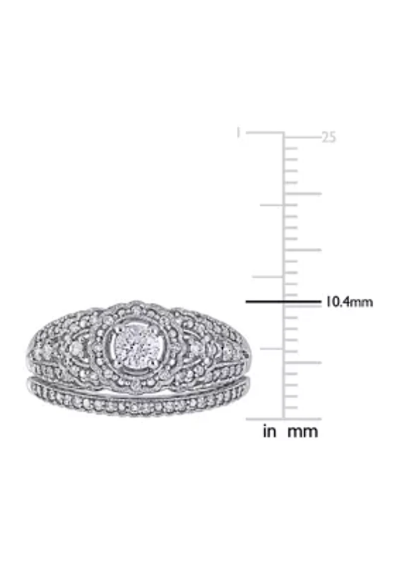 1/2 ct. t.w. Diamond Cluster Bridal Set 10k White Gold