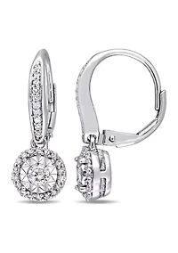1/2 ct. t.w. Diamond Halo Circular Drop Earrings In Sterling Silver