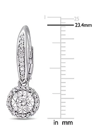 1/2 ct. t.w. Diamond Halo Circular Drop Earrings In Sterling Silver