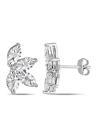 1/4 ct. t.w. Diamond Leaf Shaped Stud Earring In Sterling Silver
