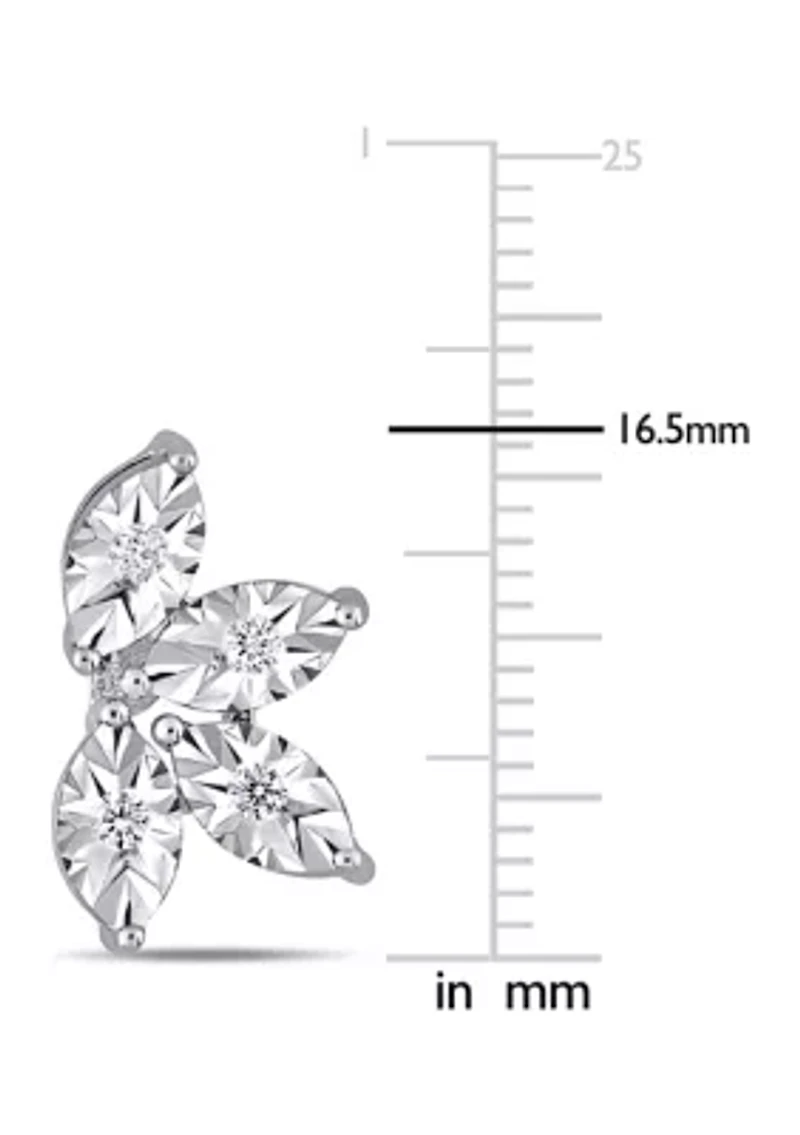 1/4 ct. t.w. Diamond Leaf Shaped Stud Earring In Sterling Silver
