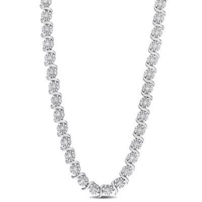 1/2 CT TW Diamond Tennis Necklace in Sterling Silver