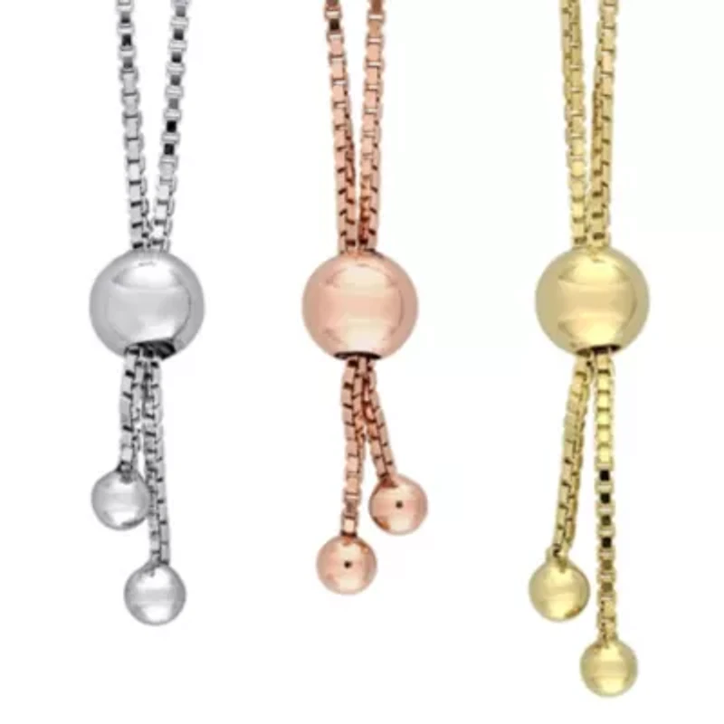 3-Piece Set 3/4 CT TW Diamond Bolo Bracelets in 3-Tone Sterling Silver
