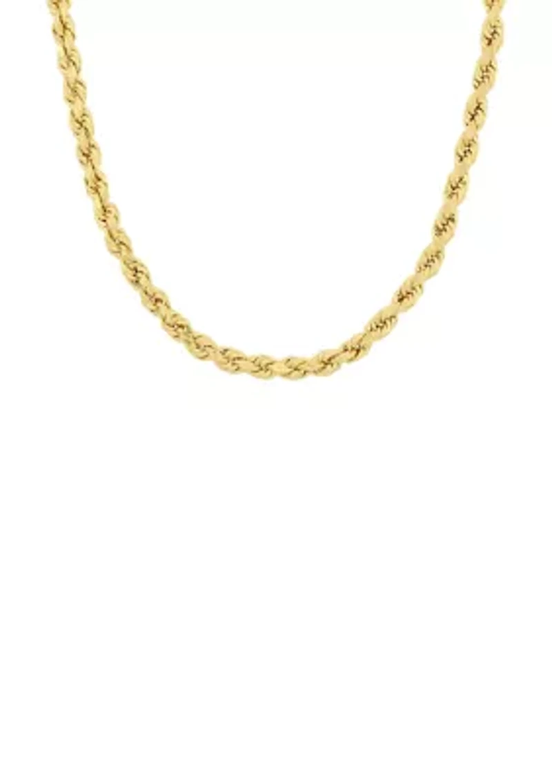 18 Inch Rope Chain Necklace in 10K Yellow Gold