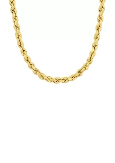 22-Inch Rope Chain Necklace in 10K Yellow Gold