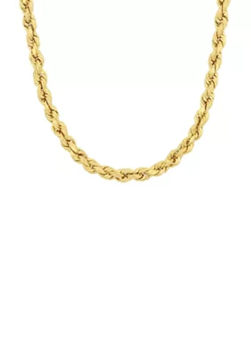 20 Inch Rope Chain Necklace in 10K Yellow Gold