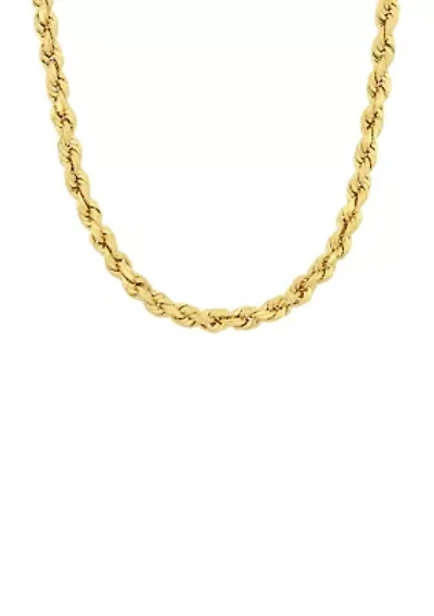 18 Inch Rope Chain Necklace in 14K Yellow Gold