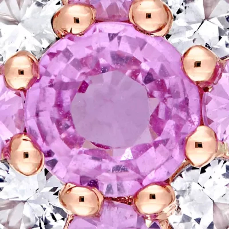  1.63 ct. t.w. Pink and White Sapphire Cluster Star Pendant with Chain in 14k Rose Gold