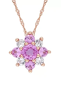  1.63 ct. t.w. Pink and White Sapphire Cluster Star Pendant with Chain in 14k Rose Gold
