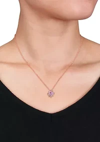  1.63 ct. t.w. Pink and White Sapphire Cluster Star Pendant with Chain in 14k Rose Gold