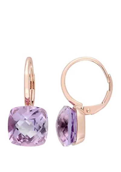 Cushion Cut Rose de France Earrings