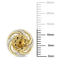 Citrine and White Topaz Swirl Stud Earrings in Yellow Plated Sterling Silver