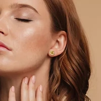 Citrine and White Topaz Swirl Stud Earrings in Yellow Plated Sterling Silver