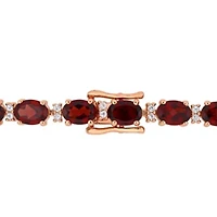 Garnet & White Sapphire Bracelet in Rose Plated Sterling Silver