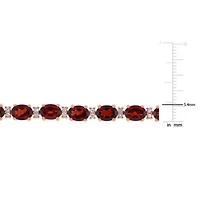 Garnet & White Sapphire Bracelet in Rose Plated Sterling Silver