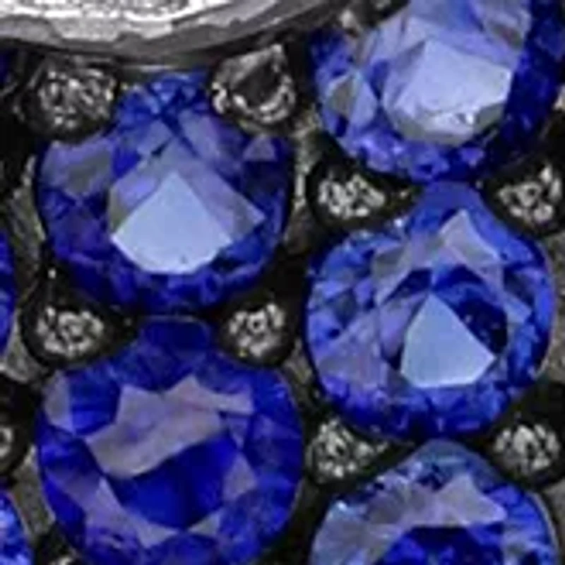 4 CT TGW Created Blue and Created White Sapphire Heart Cluster Necklace in Sterling Silver