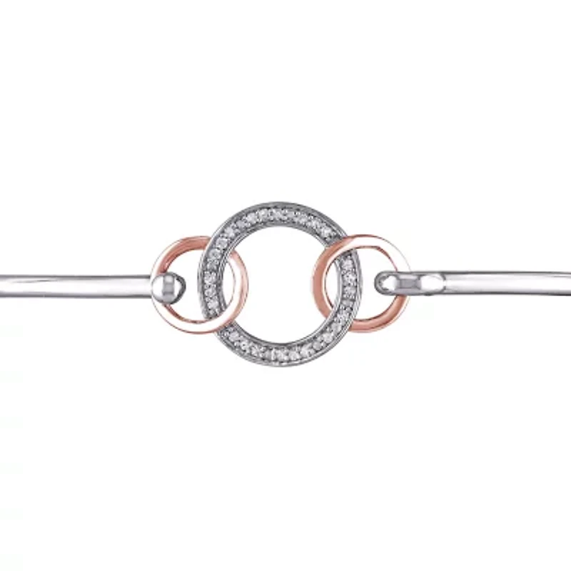 1/10 ct. t.w. Diamond Interlocking Circle Bangle in Sterling Silver