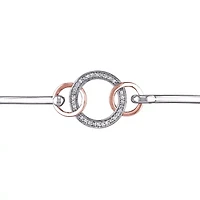1/10 ct. t.w. Diamond Interlocking Circle Bangle in Sterling Silver