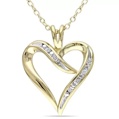 Diamond Accent Heart Necklace in Yellow Plated Sterling Silver
