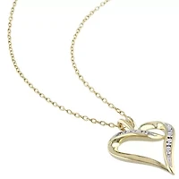Diamond Accent Heart Necklace in Yellow Plated Sterling Silver