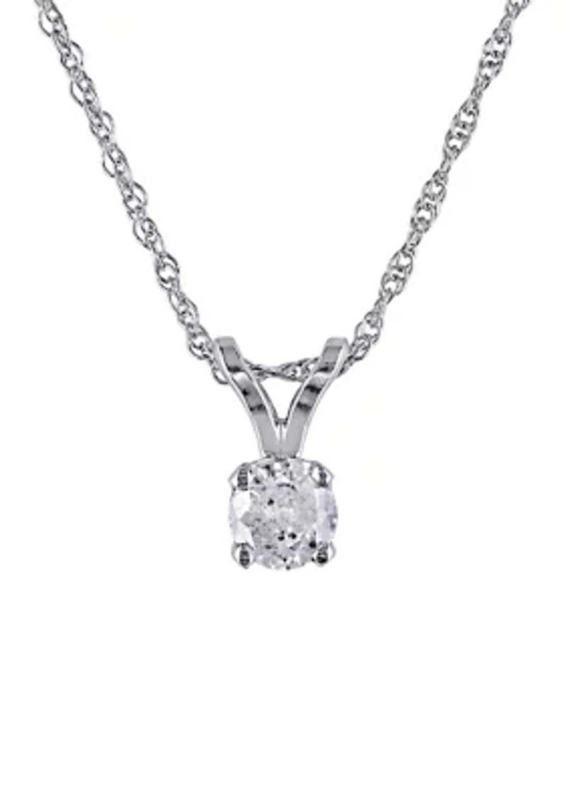 1/6 ct. t.w. Diamond Solitaire Pendant with Chain in 10k White Gold