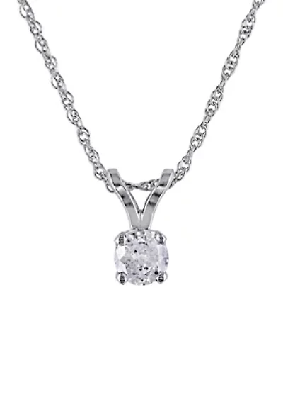 1/6 ct. t.w. Diamond Solitaire Pendant with Chain in 10k White Gold