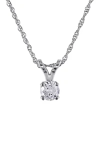 1/6 ct. t.w. Diamond Solitaire Pendant with Chain in 10k White Gold