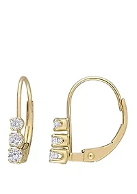  1/4 ct. t.w. Diamond 3 Stone Drop Earrings in 14k Yellow Gold