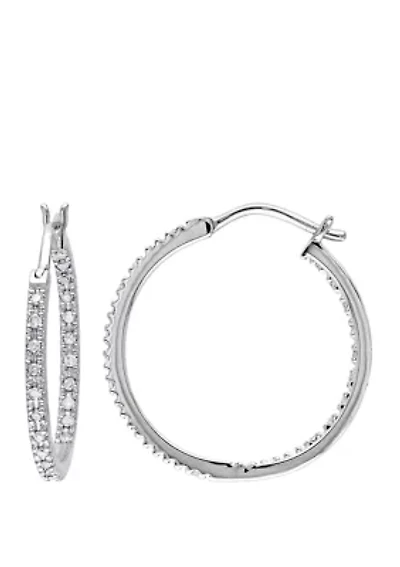 1/4 ct. t.w. Diamond Inside Outside Hoop Earrings in 10k White Gold