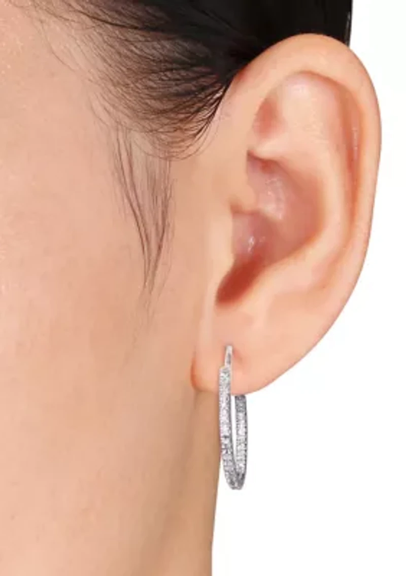 1/4 ct. t.w. Diamond Inside Outside Hoop Earrings in 10k White Gold