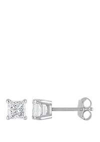  3/4 ct. t.w. Princess Cut Diamond Stud Earrings in 14K White Gold