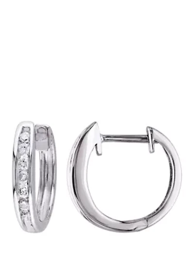 1/4 ct. t.w. Diamond Hoop Earrings in 10k White Gold