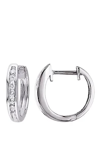 1/4 ct. t.w. Diamond Hoop Earrings in 10k White Gold
