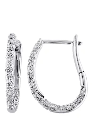 1/2 ct. t.w. Diamond Hoop Earrings in 10k White Gold