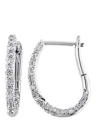 1/2 ct. t.w. Diamond Hoop Earrings in 10k White Gold
