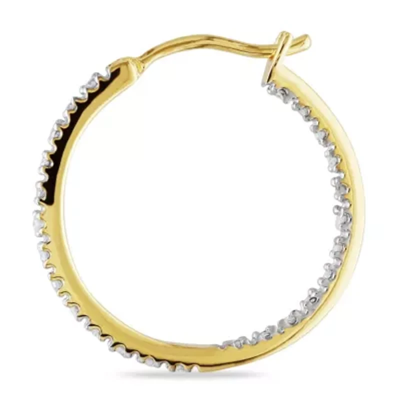 Diamond Hoop Earrings in Yellow Plated Sterling Silver