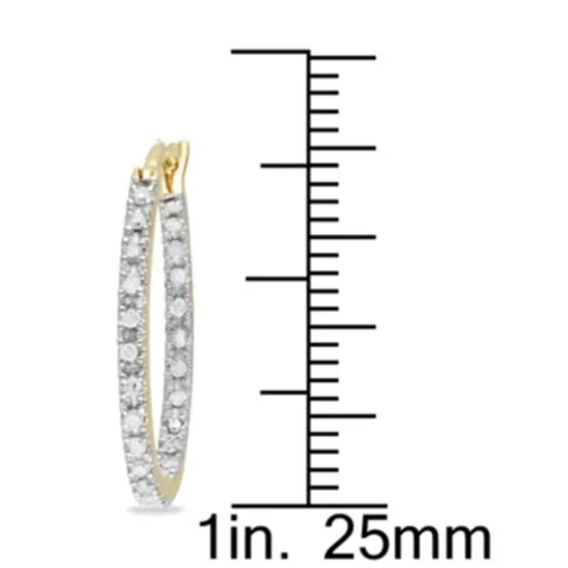 Diamond Hoop Earrings in Yellow Plated Sterling Silver