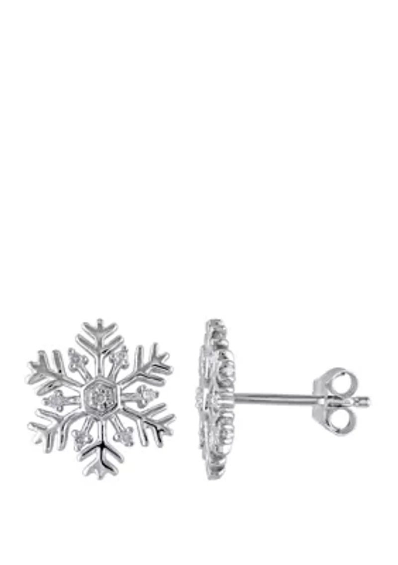 1/10 ct. t.w. Diamond Accent Snowflake Stud Earrings in Sterling Silver