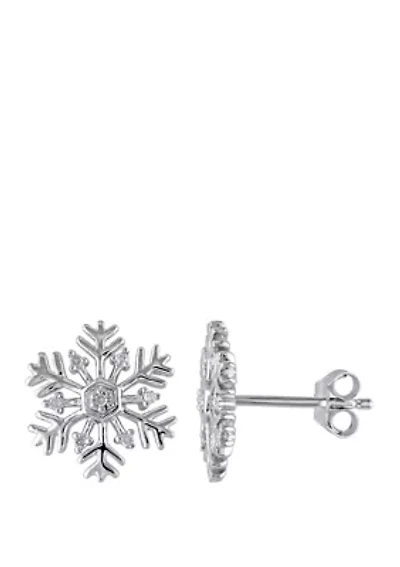 1/10 ct. t.w. Diamond Accent Snowflake Stud Earrings in Sterling Silver 
