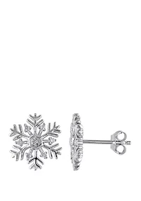 1/10 ct. t.w. Diamond Accent Snowflake Stud Earrings in Sterling Silver 