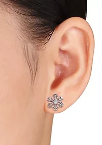 1/10 ct. t.w. Diamond Accent Snowflake Stud Earrings in Sterling Silver 