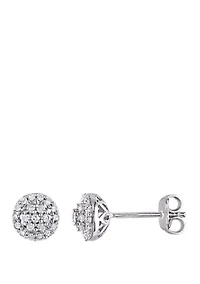1/4 ct. t.w. Diamond Cluster Halo Stud Earrings in Sterling Silver