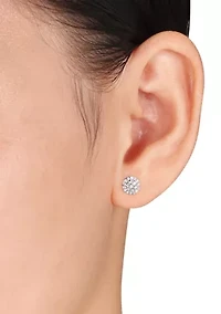 1/4 ct. t.w. Diamond Cluster Halo Stud Earrings in Sterling Silver