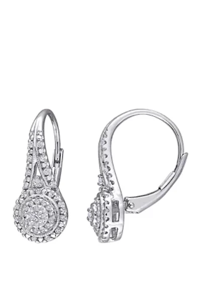 1/4 ct. t.w. Diamond Halo Drop Earrings in Sterling Silver