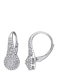 1/4 ct. t.w. Diamond Halo Drop Earrings in Sterling Silver