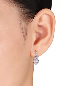 1/4 ct. t.w. Diamond Halo Drop Earrings in Sterling Silver