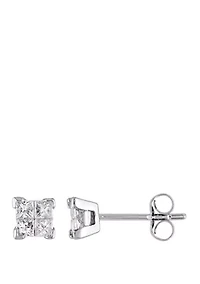 1/2 ct. t.w. Princess Cut Diamond Stud Earrings in 10k White Gold 