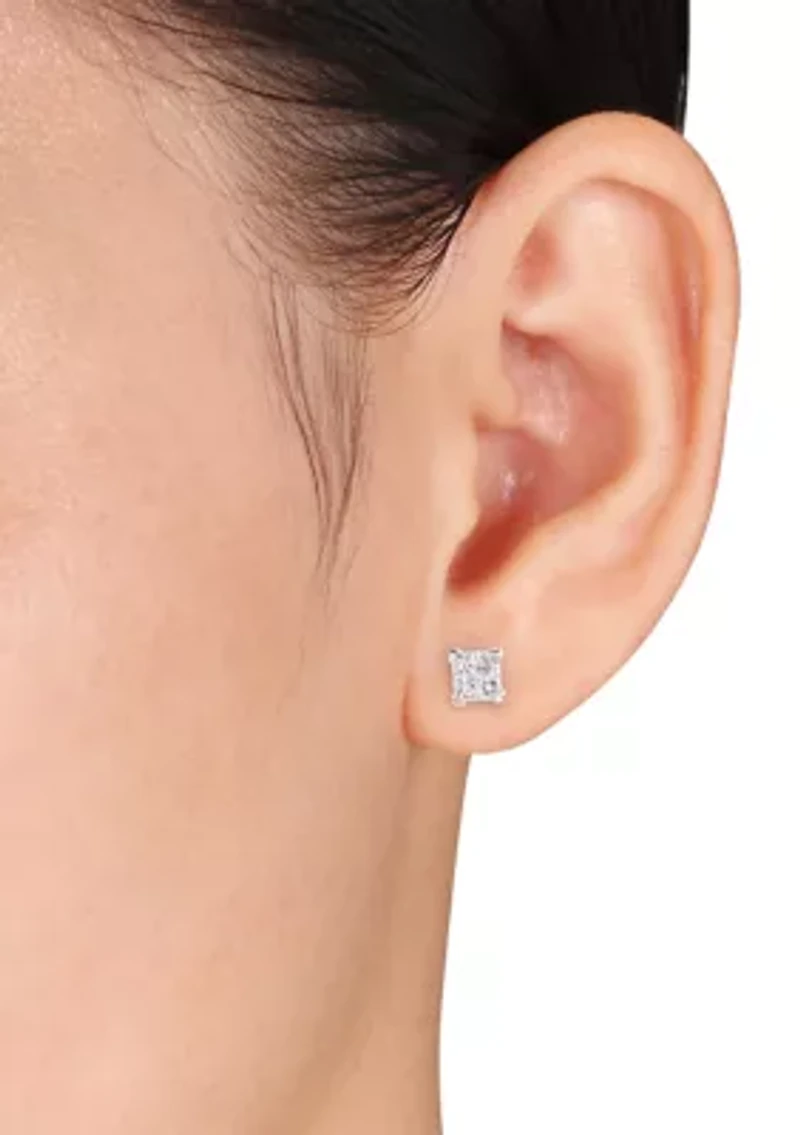 1/2 ct. t.w. Princess Cut Diamond Stud Earrings in 10k White Gold 