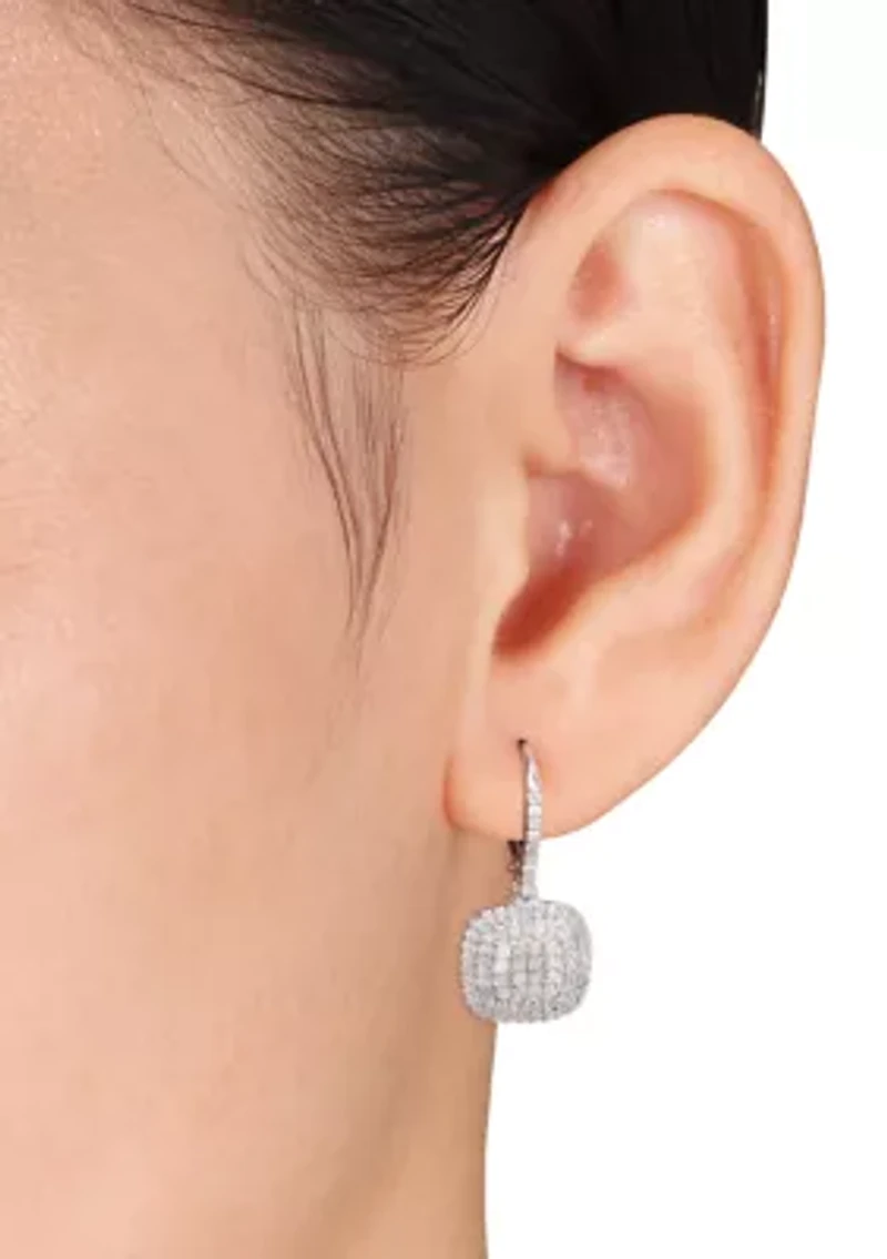  1 ct. t.w. Diamond Grid Halo Earrings in Sterling Silver