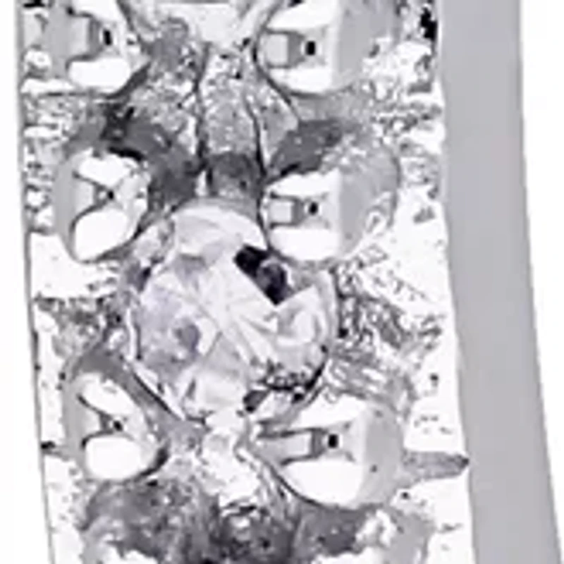  1/10 ct. t.w. Diamond Accent Heart Hoop Earrings in 10k White Gold